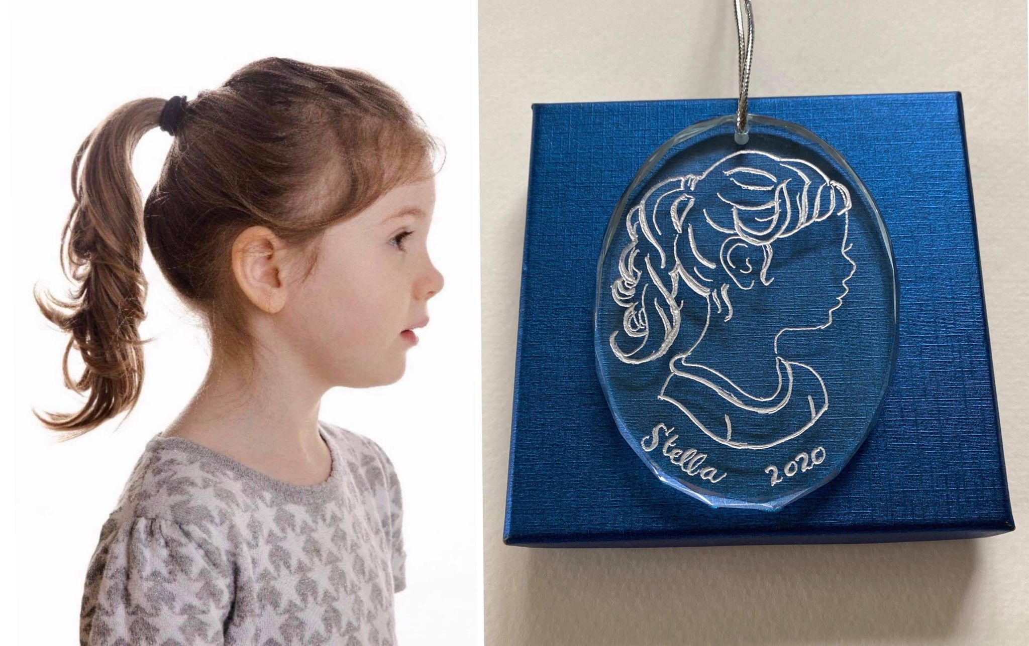 etched ornament of a girl