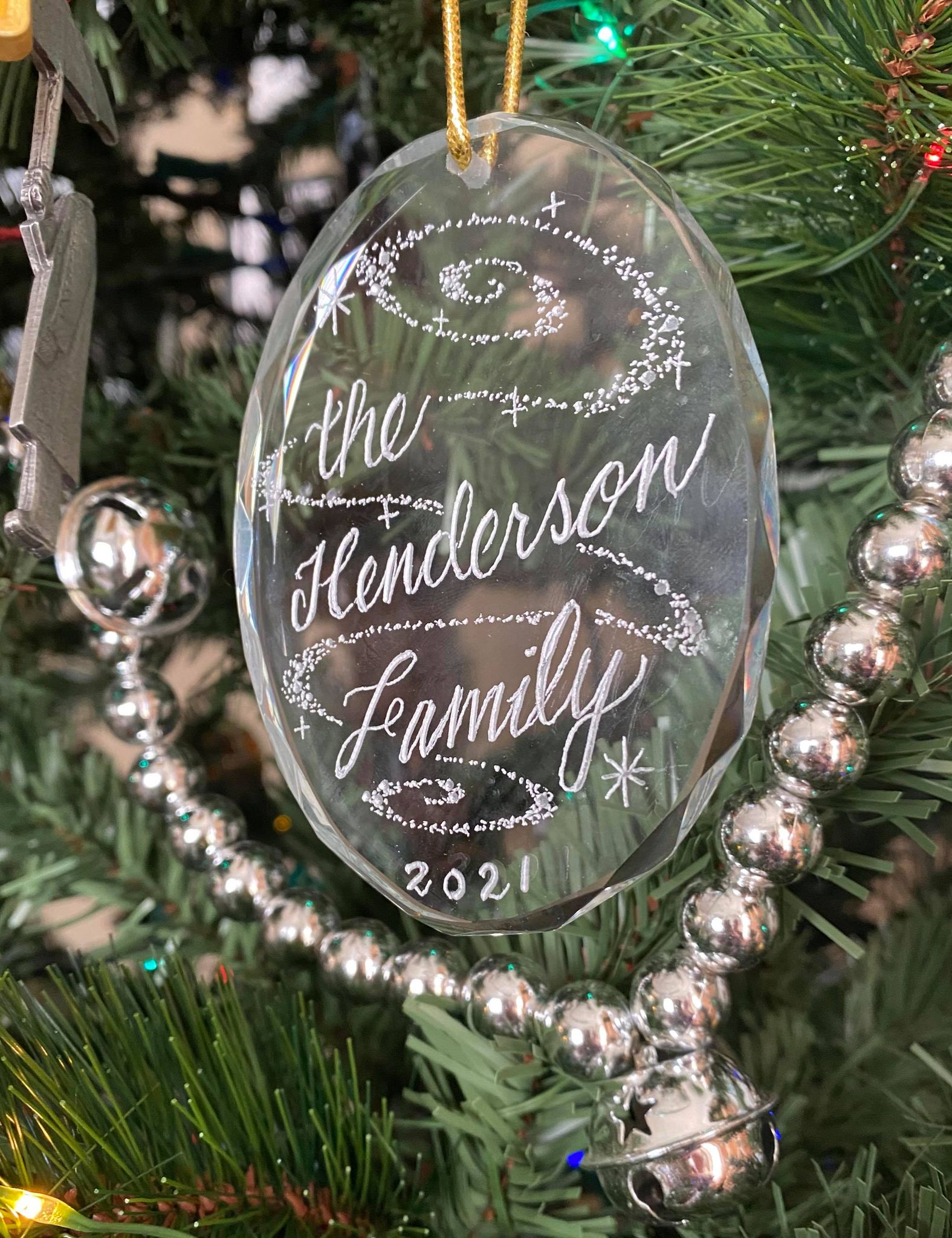 Hand Engraved Crystal Ornament