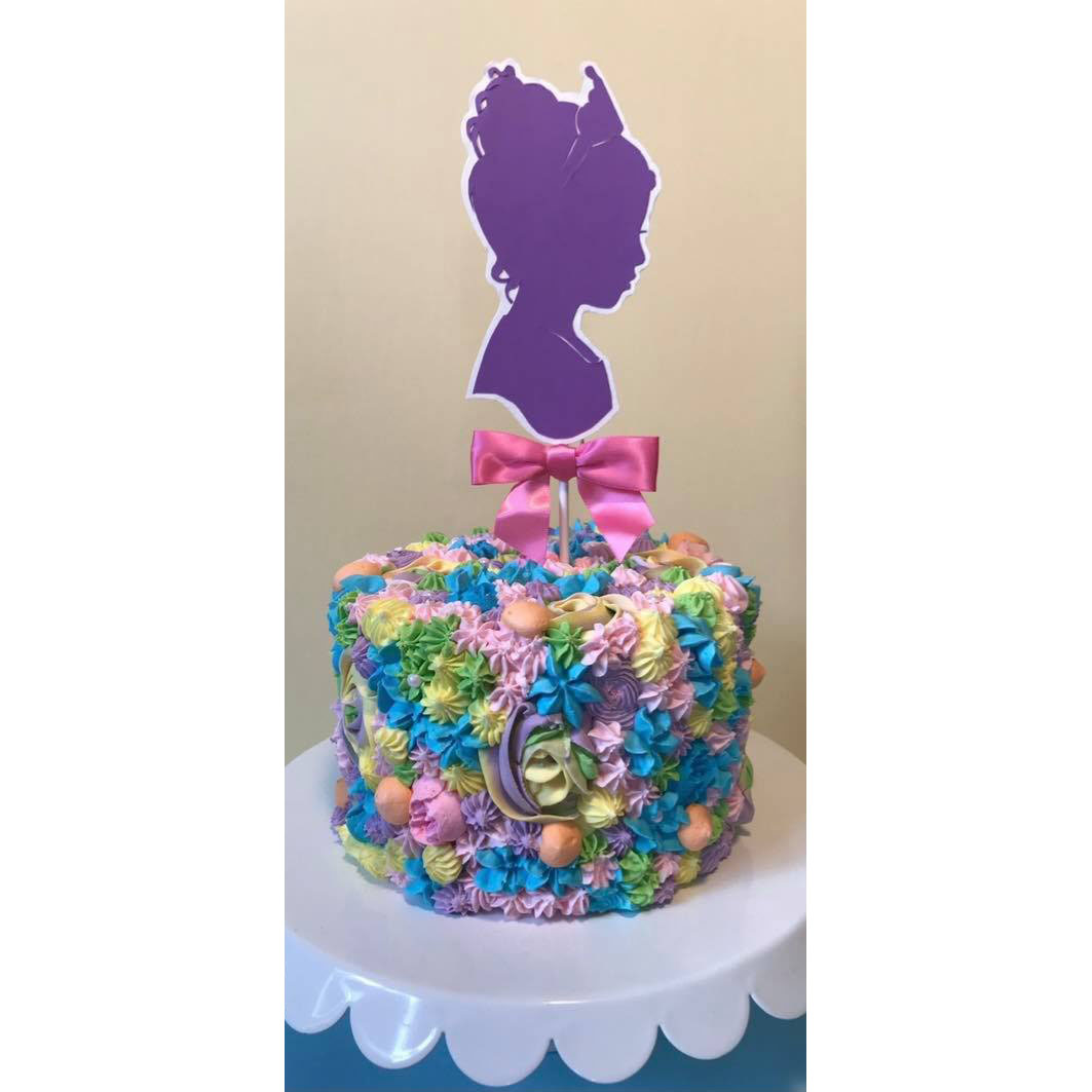 Cake topper purple silhouette of a girl
